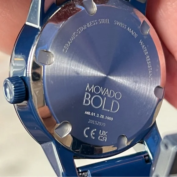 Movado Bold Evolution Quartz Blue Dial Ladies Watch 36mm Monochrome - Picture 5 of 11